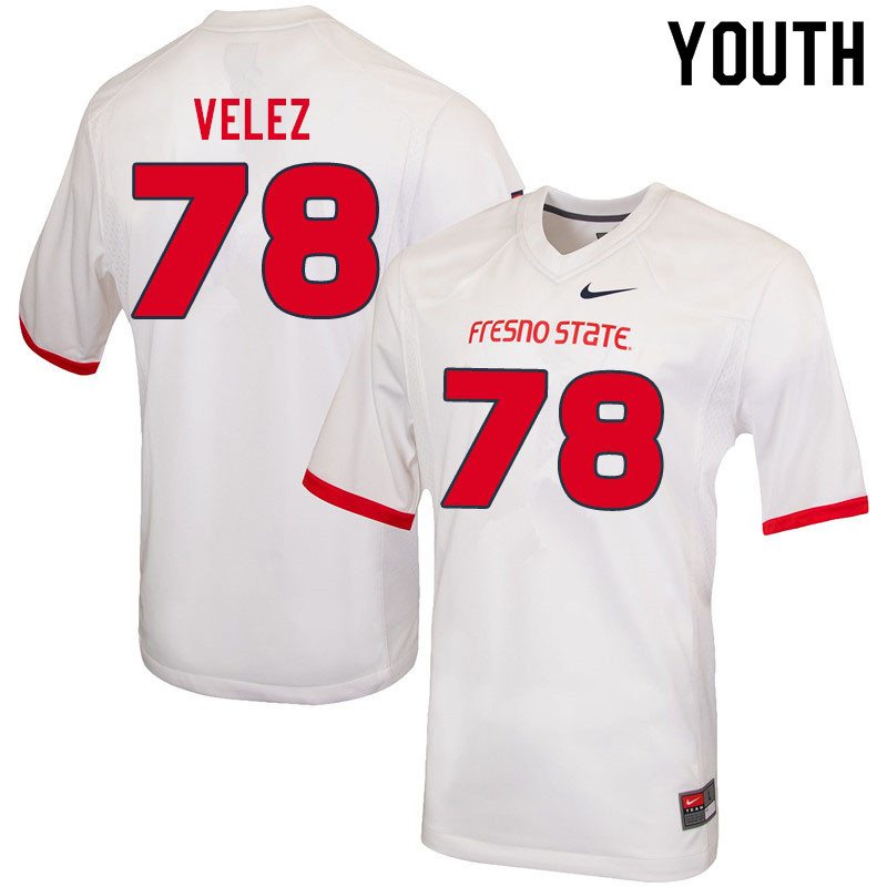 Youth #78 Osmar Velez Fresno State Bulldogs College Football Jerseys Sale-White